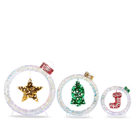 Set of 3 Lighted Iridescent Cut-out Light Bulb Christmas Decorations