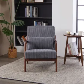 Mid-Century Modern Accent Chair, Arm Chair Living Room Chairs With Pillow Upholstered Reading Chair With Solid Wood Frame & Living Room Bedroom B (Option: defaulttitle)