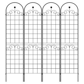 4 Pack Metal Garden Trellis for Climbing Plants Outdoor 86.7'' x 19.7'' Rustproof Plant Support Rose Trellis Netting Trellis Black (Color: AS PIC)
