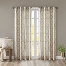Fretwork Print Grommet Top Window Curtain Panel(Only 1 Pc Panel) (Color: AS PIC)